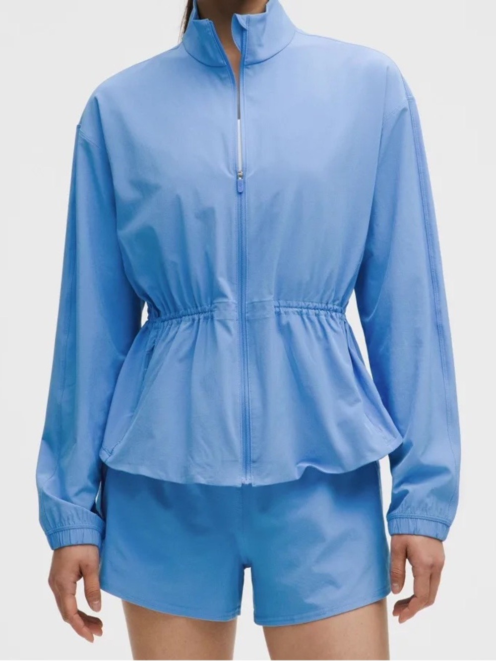 lululemon athletica Light Blue Zip Front Peplum Jacket